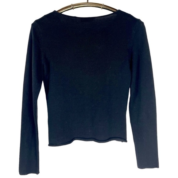 MOSCHINO CHEAP AND CHIC BLACK COTTON SHEER FLORAL YOKE BEADED CARDIGAN SWEATER - Picture 7 of 15